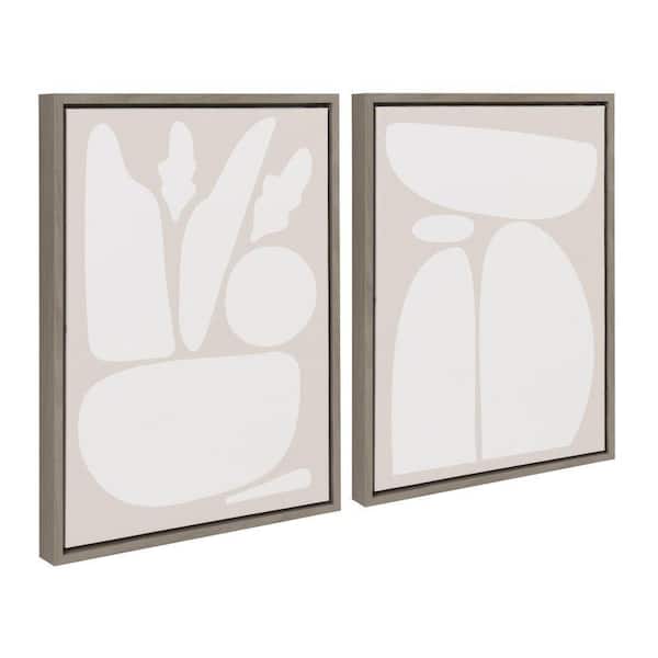 Kate and Laurel Sylvie Zen Botanical Rock by the Creative Bunch Studio 2-Piece Framed Art Print 18 in. x 24 in.