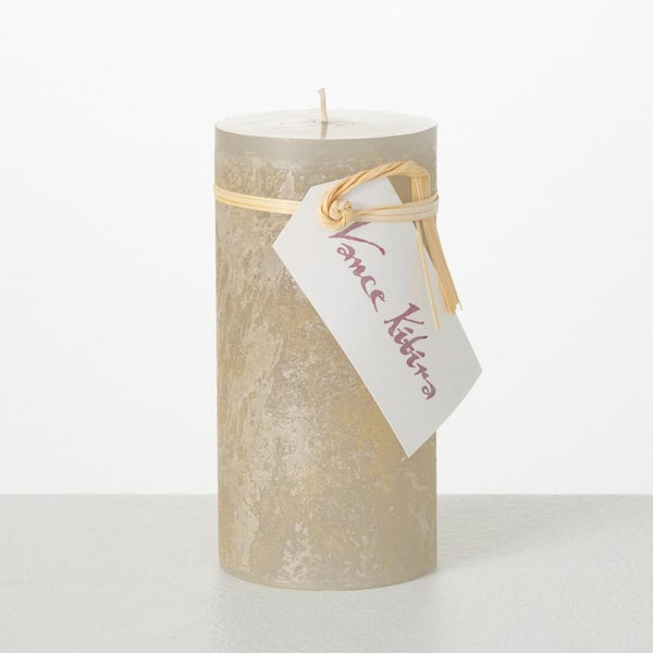 Vance Kitira 6 in. Light Gray Ritz Timber Pillar Candle