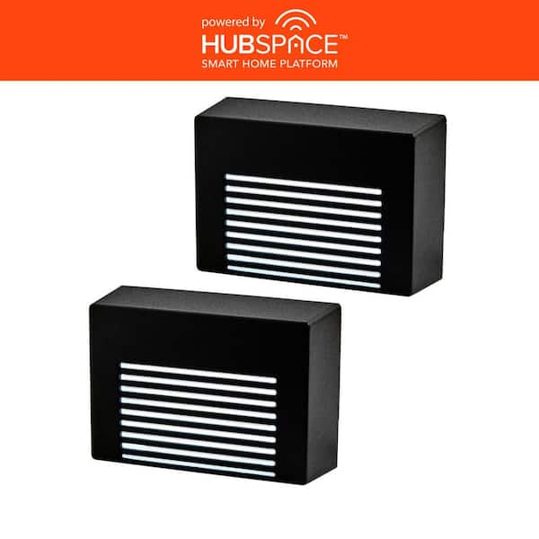 50 Lumen 2.83 in. Low Voltage Black RGB Integrated LED Hardwired Smart Deck Rail Light Powered by Hubspace (2-Pack)