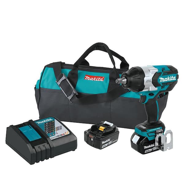 18V LXT Lithium-Ion Brushless Cordless High Torque 1/2 in. Square Drive Impact Wrench w/ (2) Batteries 5.0Ah, Bag