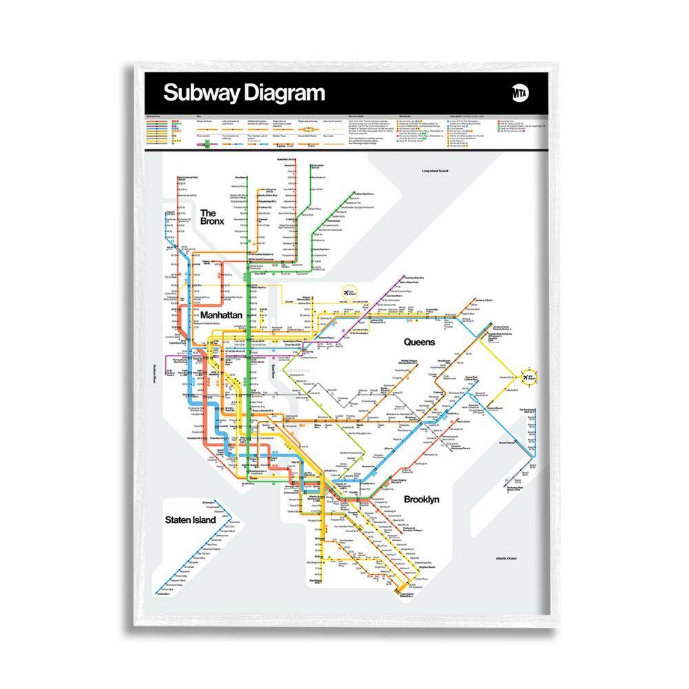 New York City Urban Subway Diagram Chart Design By JG Studios Framed Country Art Print 30 in. x 24 in. price history on PriceWatchPro
