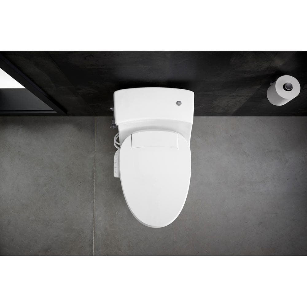 White Elongated Warm Water Bidet Toilet Seat with UV Sanitizing