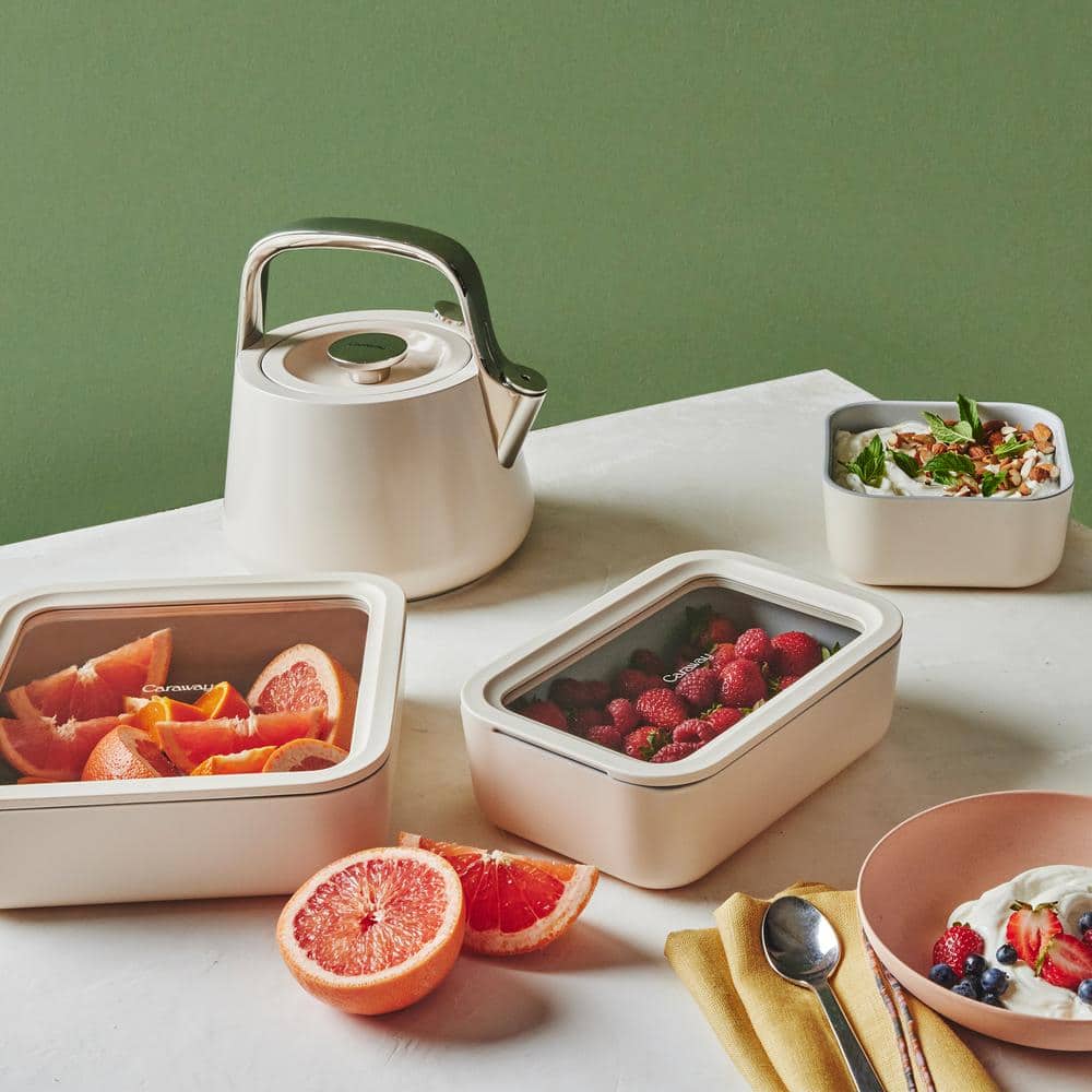 Caraway Cream Contemporary 14-Piece Glass Food Storage Set