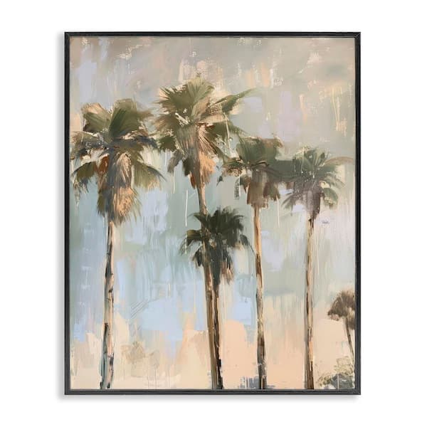 Stupell Industries Painterly Palm Trees by Petal Prints Design Black Framed Nature Giclee Art Print 14 in. x 11 in.