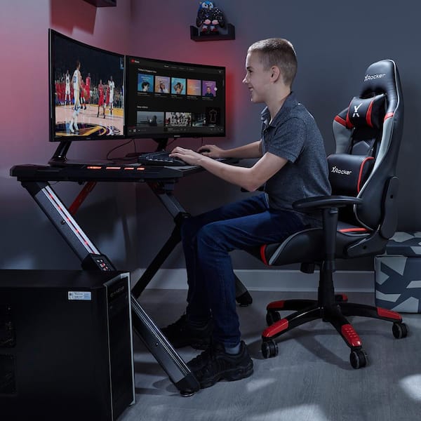 X Rocker Agility Junior Black Gray And Red Pc Gaming Chair 0710101 The Home Depot