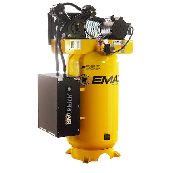 EMAX 80 Gal. 5 HP 2-Cylinder 1-Phase Silent Air 150 PSI Electric Air Compressor with Isolator Pads and Auto Drain