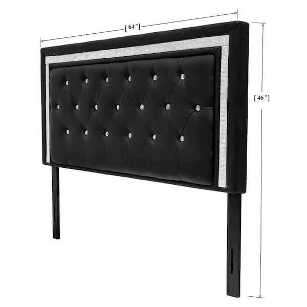 Best Master Furniture Opal Black Twin, White Leather Headboard With Crystals