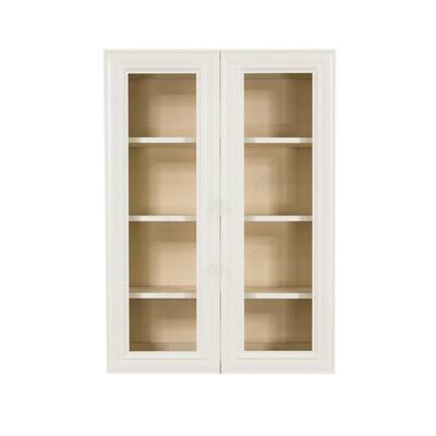 off white cabinet with glass doors