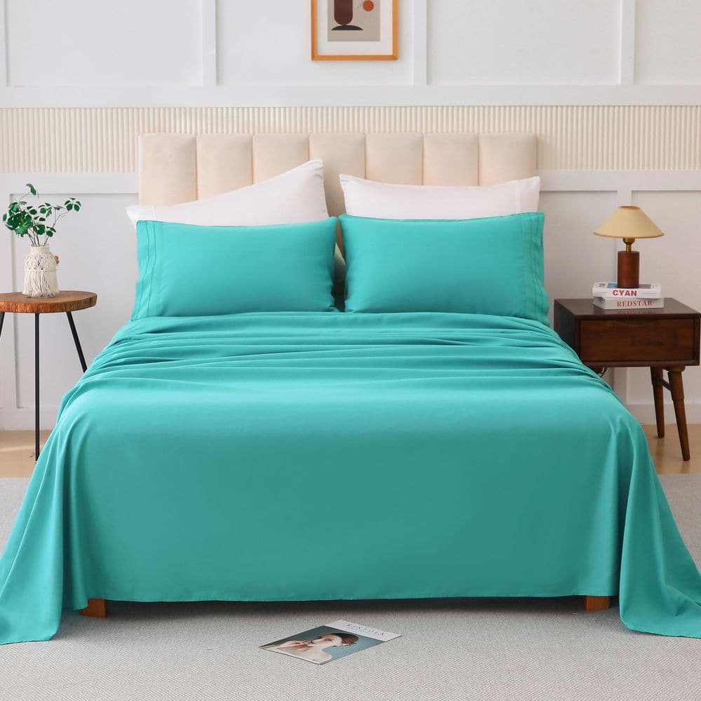 Wellco Luxury Green 4-Piece Premium Softness Queen Polyethylene Sheet Set