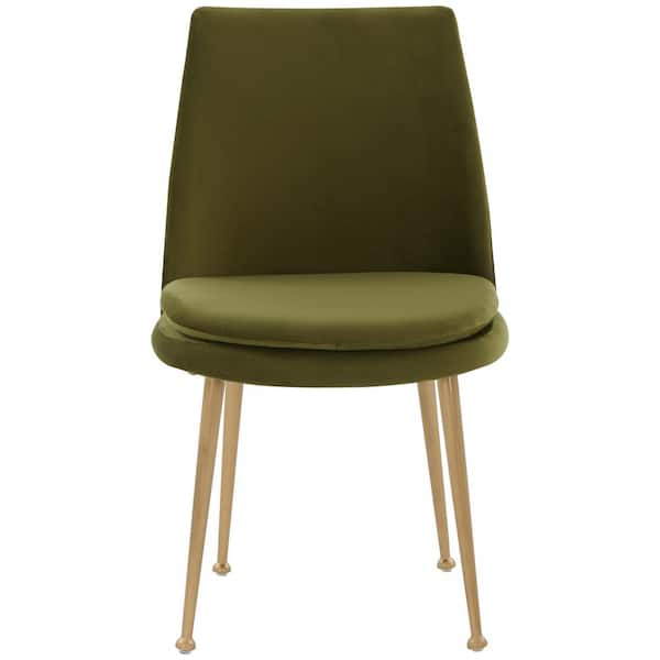SAFAVIEH Rynaldo Olive Green/Gold 19.7 in. Metal Dining Chair