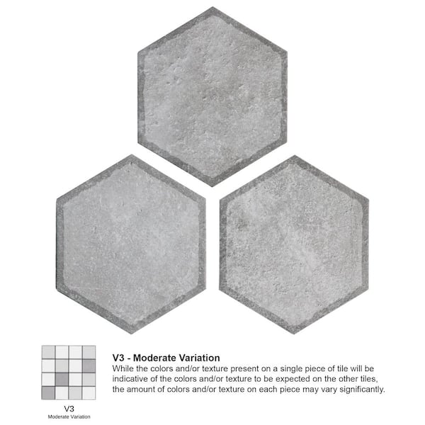 MOLOVO Dakota Hexagon 7.87 in. x 9.45 in. Matte Decor Gray