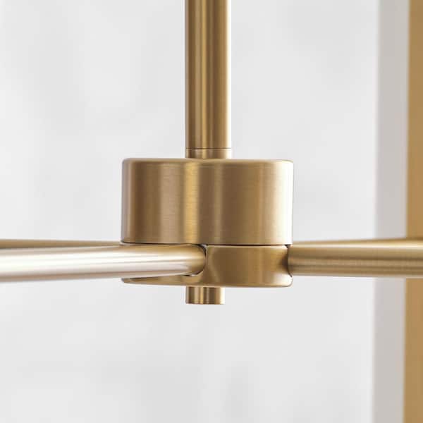 SCOTT LIVING - Capalino 8-Light Satin Brass Large Chandelier with White Linen Fabric Shades