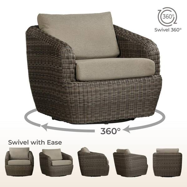 Spruce & Spring Elspeth 3 Pieces Grey Fabric Wicker Swivel