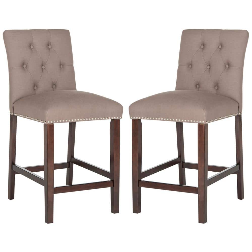 Norah Dark Taupe and Espresso Wood Metal Counter Stools (Set of 2)