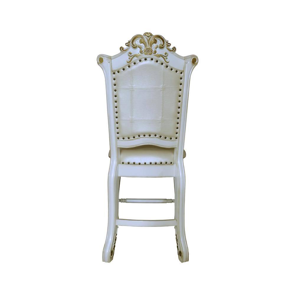 Vendome Antique Pearl Finish High Back Side Chair with Beige Upholstery