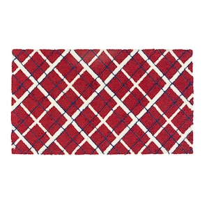 Red and White Patriotic Plaid 2 ft. x 3 1/2 ft. Hooked Indoor/Outdoor Area Rug