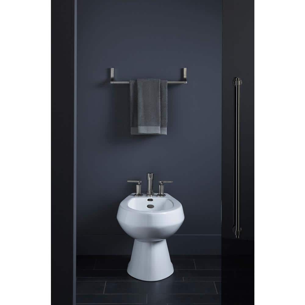 White Vitreous China Floor Mounted Vertical Spray Bidet
