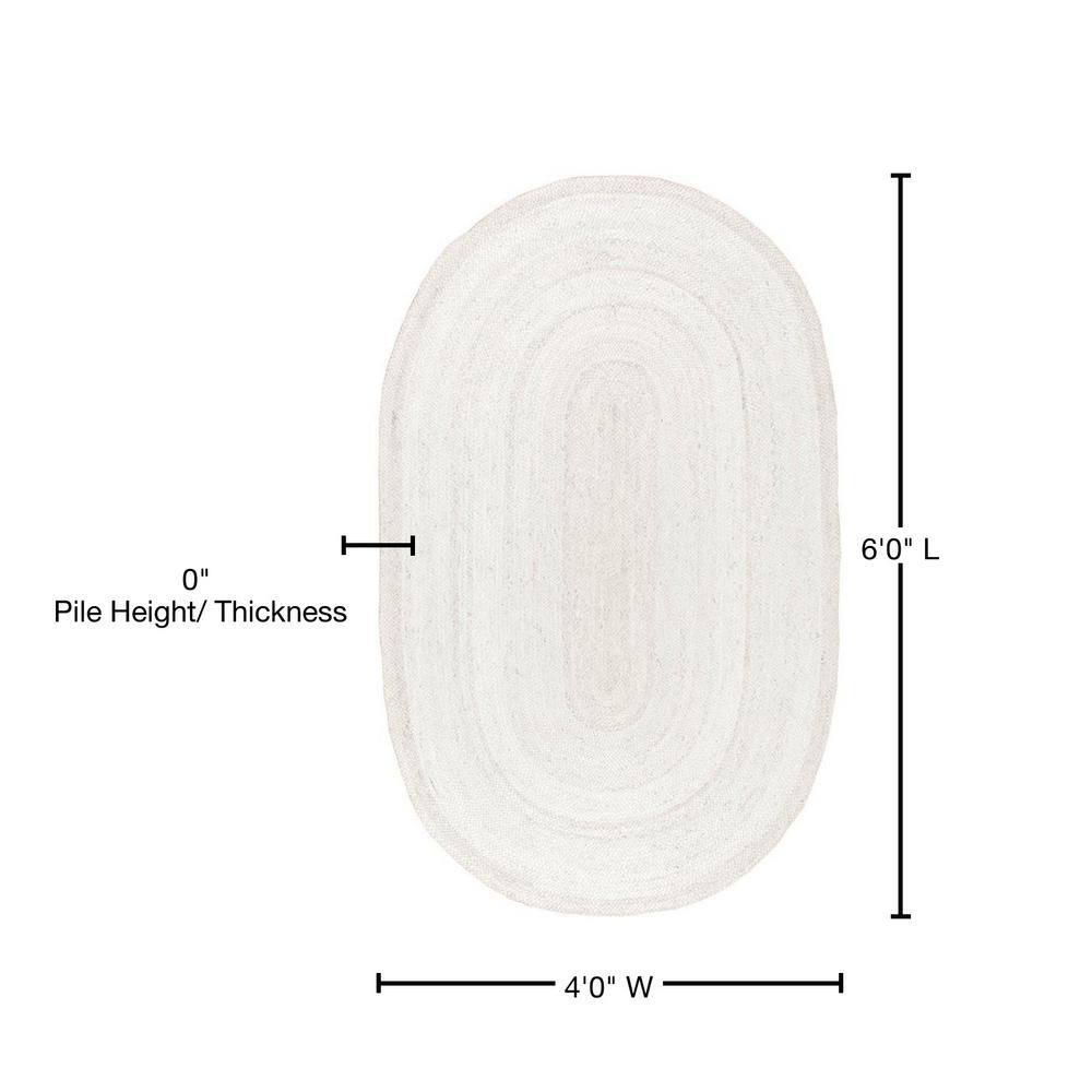 Handcrafted Off-White Oval Jute Area Rug, 4' x 6'