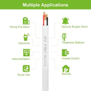 100 ft. 18/3 White CMP/FPLP/CL3P-Plenum Stranded-Unshielded Bare Copper Indoor/Outdoor Security/Alarm/Control/Sound Wire