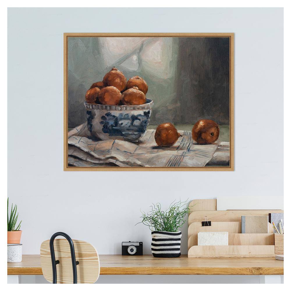 A Dish of Fruit IV Realism Canvas Print with Maple Frame