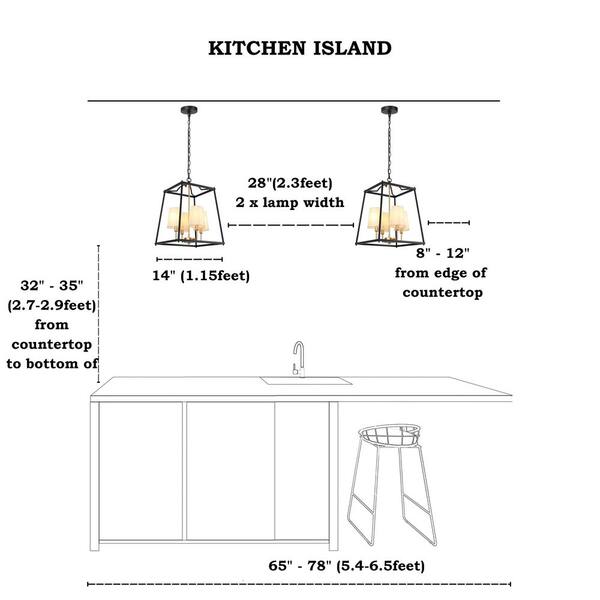 Zevni Modern Farmhouse 4-Light Black Dining Room Chandelier