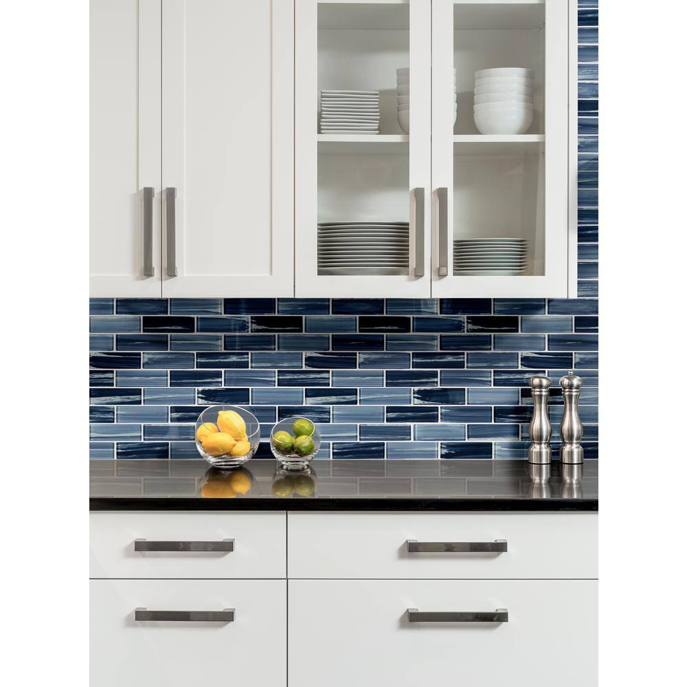 Oceania Azul 12x12 Glass Subway Mosaic Tile