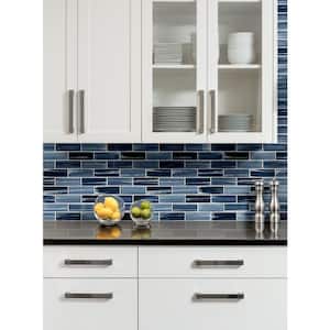 Oceania Azul 11.75 in. x 12 in. Textured Glass Subway Wall Tile (9.8 sq. ft./Case)