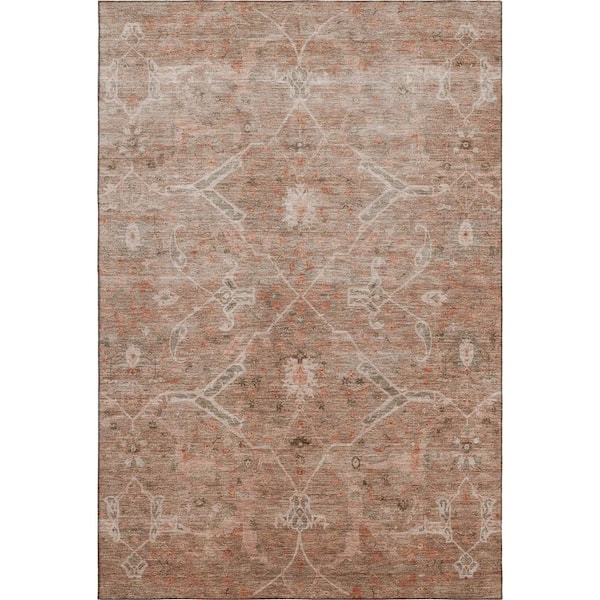 Mayfield Premium Machine Washable Abstract AMF2298 Coral 3 ft. x 5 ft. Area Rug