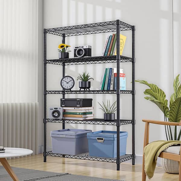 5-Tier 1750 lbs. Steel Storage Shelving Unit-17.7 in. D x 47.2 in. W x 72.3 in. H in Black