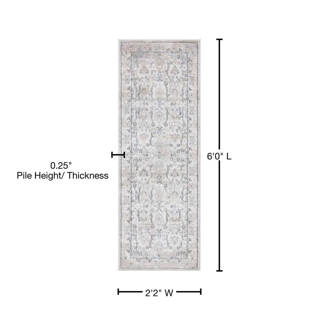 Soothing Ivory Synthetic 2'2" x 6' Indoor Runner Rug
