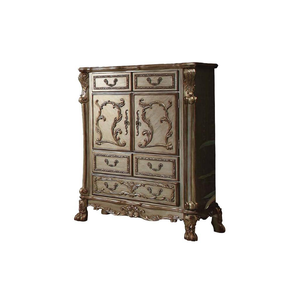 Dresden 5-Drawer Gold Patina and Bone Chest of Drawer (55 in. H X 43 in. W X 20 in. D)