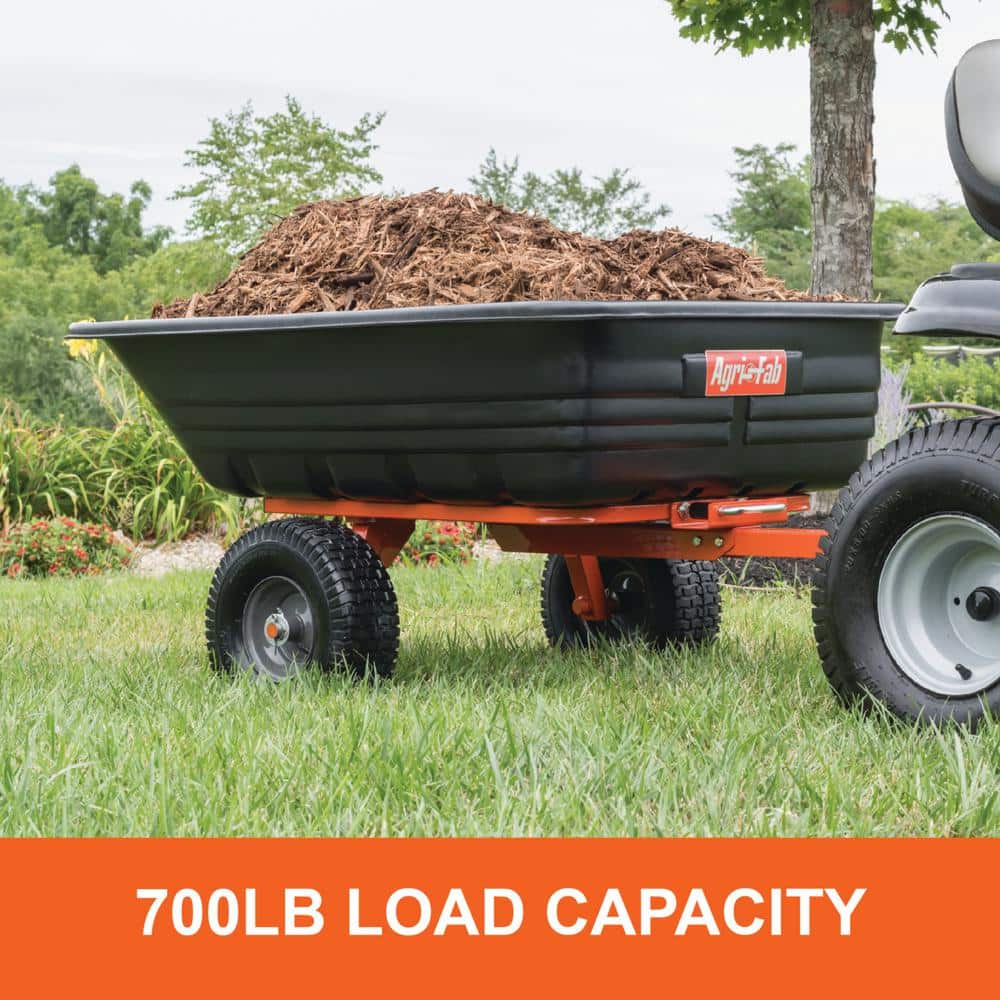 Black Poly Dump Cart with Steel Frame and Pneumatic Tires