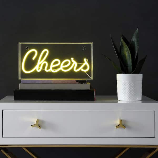 JONATHAN Y Cheers 5.9 in. Yellow Contemporary Glam Acrylic Box USB ...