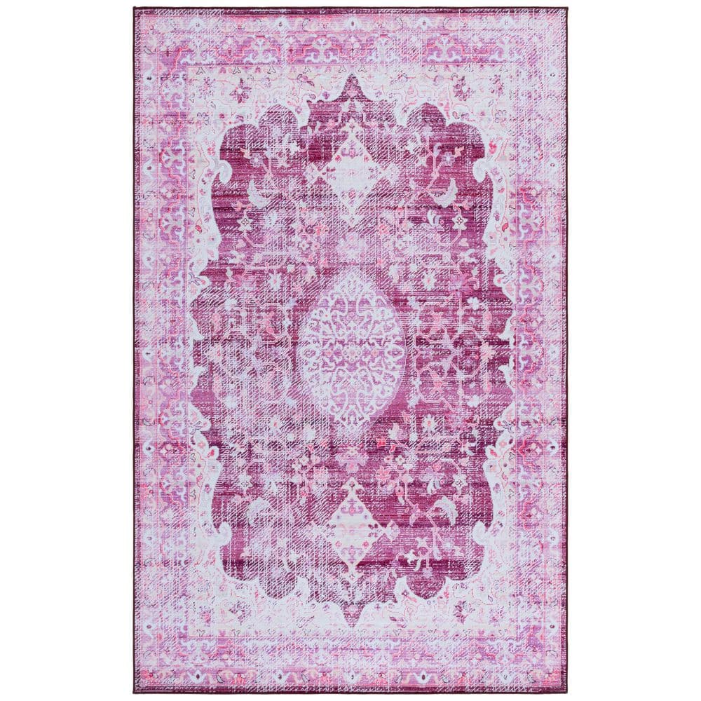 Tucson Fuchsia/Purple 6 ft. x 9 ft. Machine Washable Abstract Medallion Border Area Rug price history on PriceWatchPro