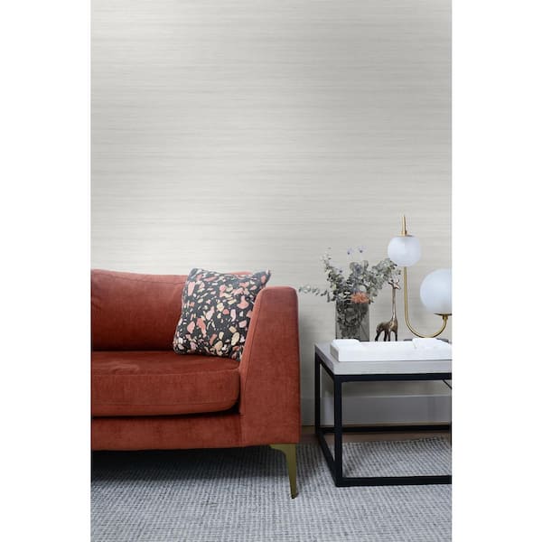 Lily White Shantung Silk Embossed Vinyl Unpasted Wallpaper Roll 60.75 sq. ft.