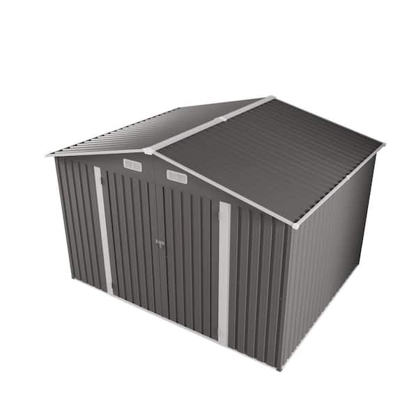 10 ft.W x 8 ft.D Outdoor Metal Storage Shed, Lockable Door Tool
