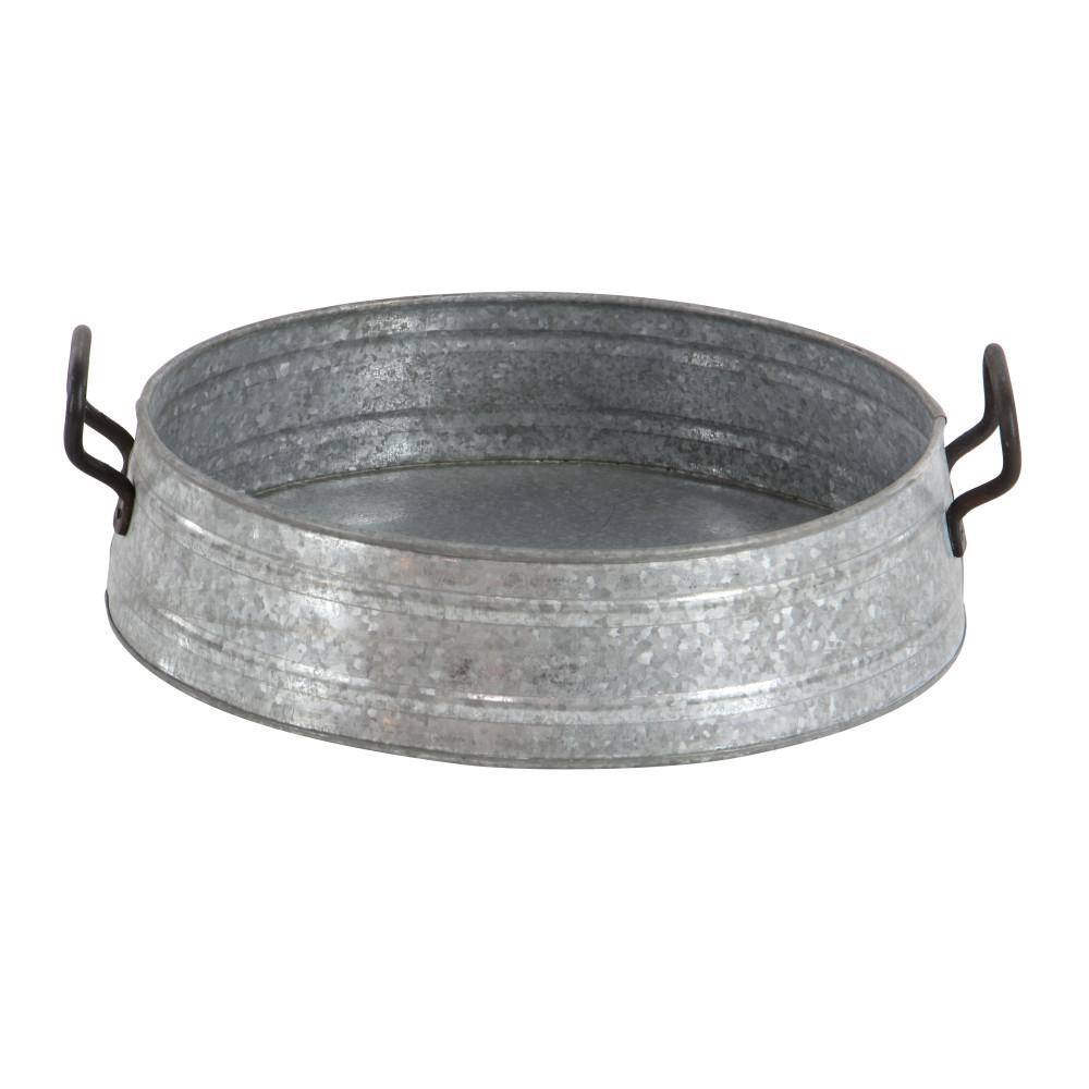 Set of 3 Gray Metal Farmhouse Decorative Trays