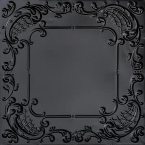 Baby's Breath Satin Black 2 ft. x 2 ft. Decorative Tin Style Lay-in Ceiling Tile (24 sq. ft./case)
