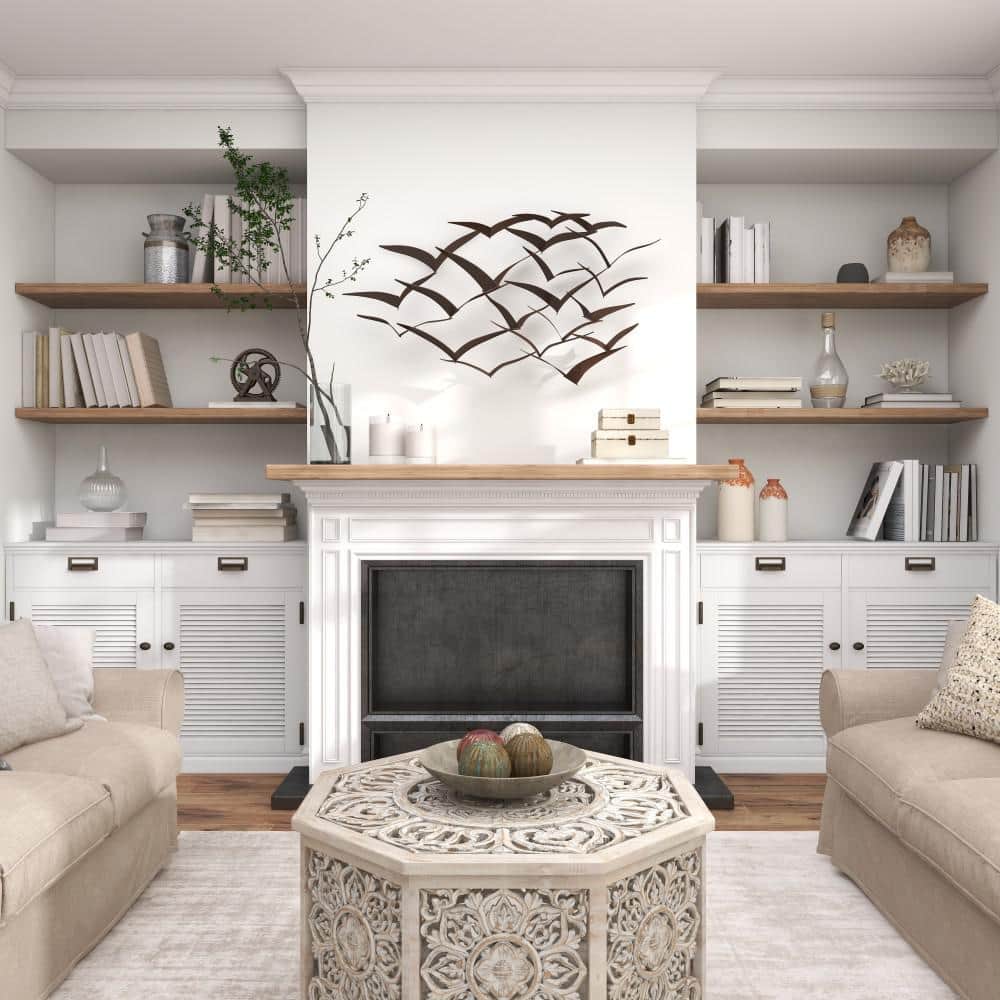 Black Metal Flying Flock of Birds Wall Sculpture