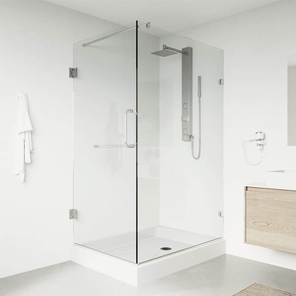 Pacifica 48" Frameless Clear Glass Shower Enclosure with Chrome Finish