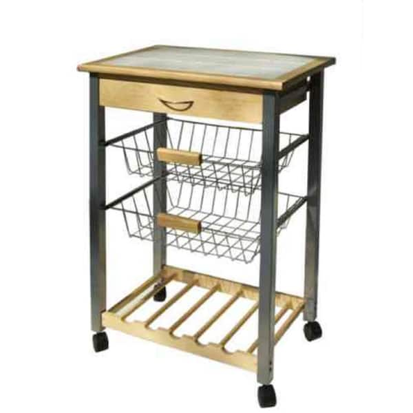 Neu Home Natural Kitchen Cart with Baskets