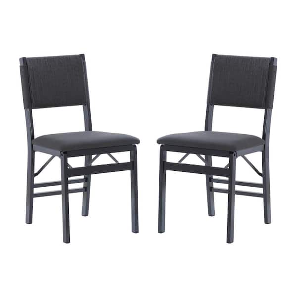 Birdie Black Polyester Seat Dining Folding Chair Set of 2