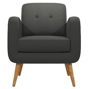 Kingston Charcoal Gray Textured Linen Mid Century Modern Arm Chair