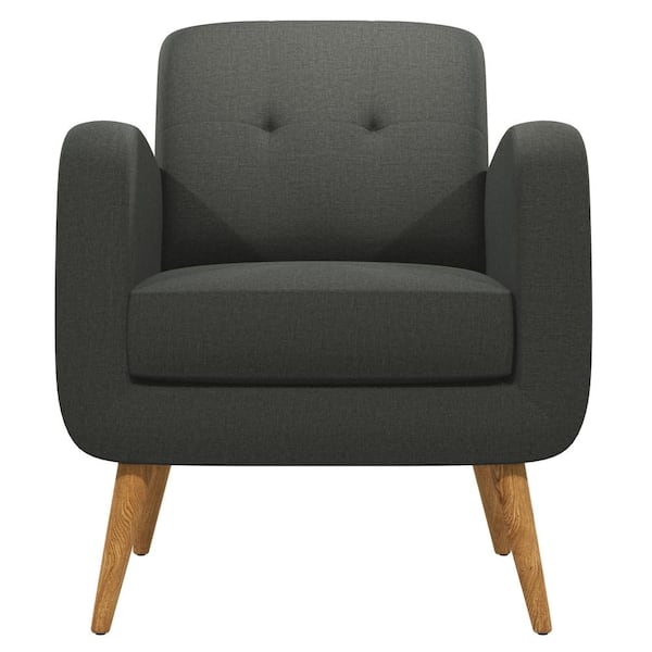 Handy Living Kingston Charcoal Gray Textured Linen Mid Century Modern Arm Chair