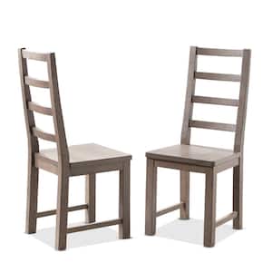 Auckland 19 in. Weathered Grey Side Ladder Back Chair (set of 2)