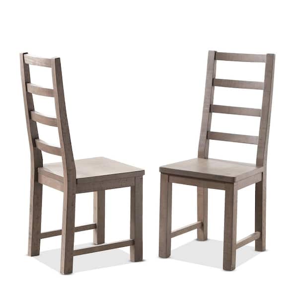 Steve Silver Auckland 19 in. Weathered Grey Side Ladder Back Chair (set of 2)