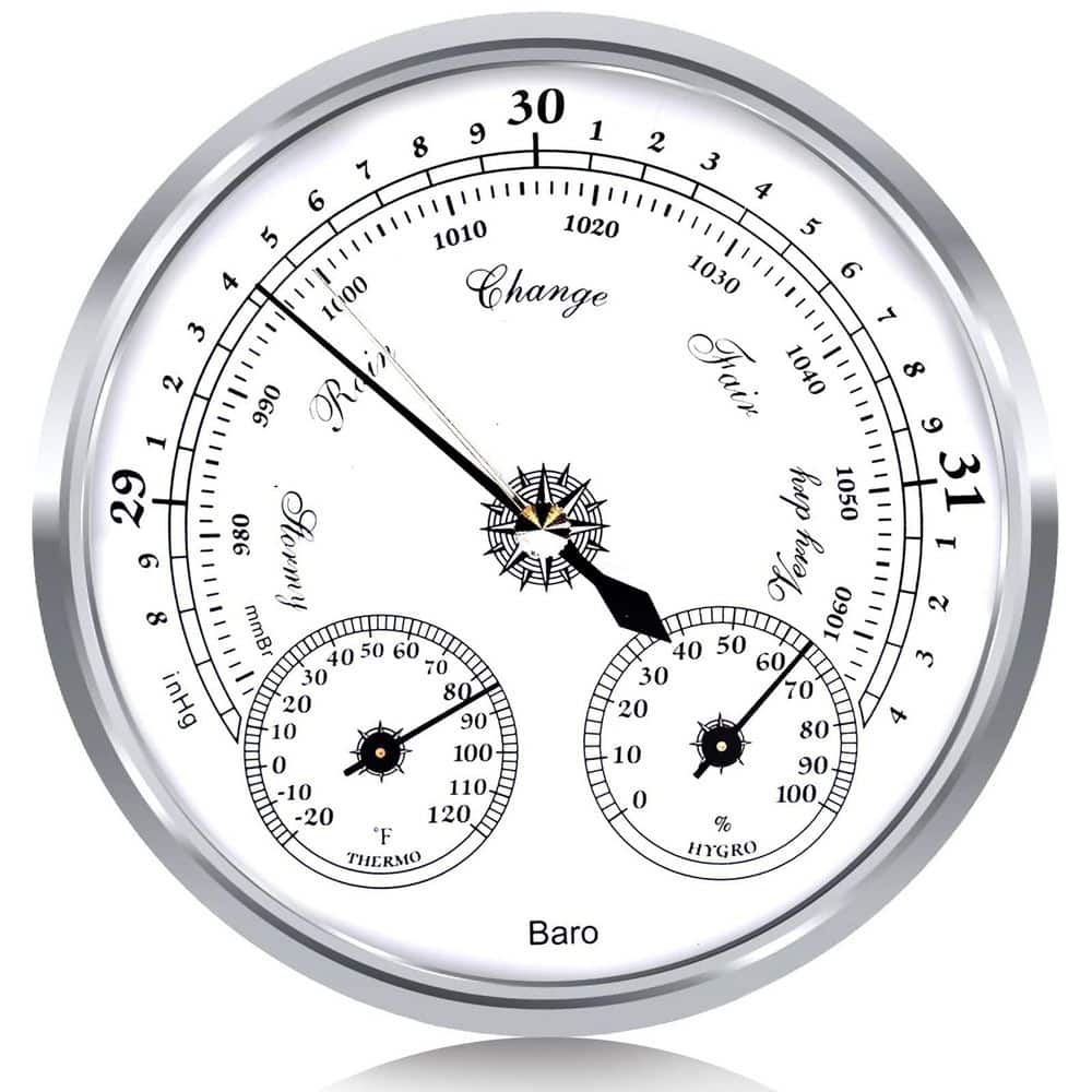 OGETFUUR Outdoor Barometer Thermometer Hygrometer, 5 in. Weather ...