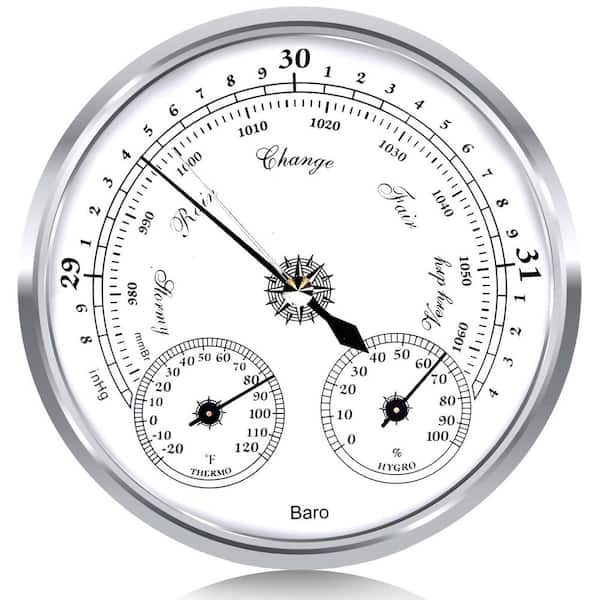 Outdoor Barometer Thermometer Hygrometer, 5 in. Weather Station, Home Wall, Fishing Boat, Baby Room, Office