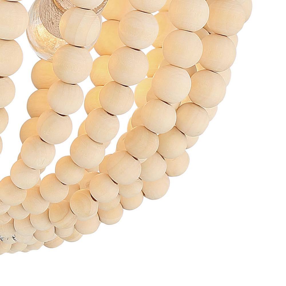 Farmhouse Chic 3-Light White and Gold Beaded Vanity Flush Mount