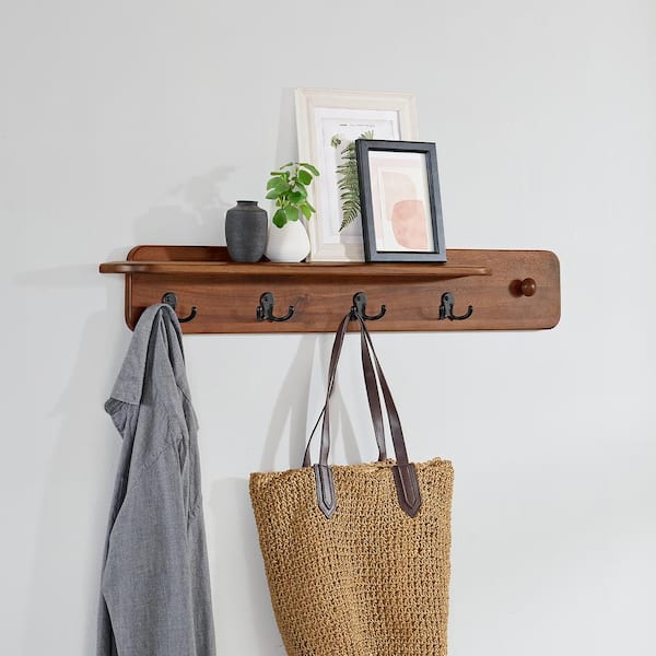 Alaterre Furniture Calais Coat Hook, Warm Chestnut